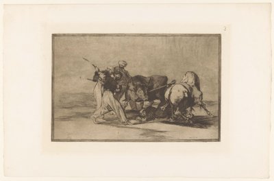 Vier Männer jagen einen Stier von Francisco de Goya
