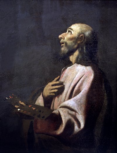 Heiliger Lukas als Maler vor Christus am Kreuz, 17. Jahrhundert von Francisco de Zurbaran