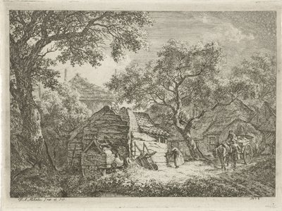 Bauernhof umgeben von Bäumen von Franciscus Andreas Milatz