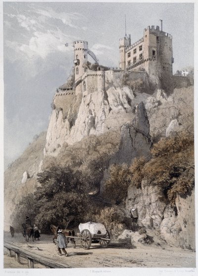 Schloss Rheinstein. In „Der monumentale und malerische Rhein“. Lithographien von Fourmais und Stroobant von Francois Stroobant