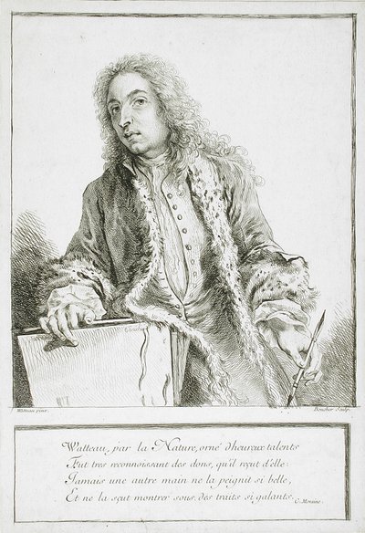 Porträt von Antoine Watteau von François Boucher