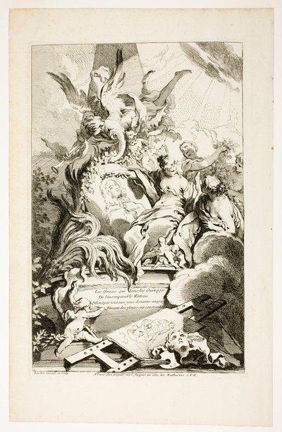 Die Grazien auf dem Grab von Watteau von François Boucher
