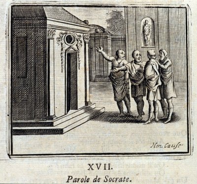 Das Wort des Sokrates. Fabeln von Jean de La Fontaine. Illustration von François Chauveau. Ausgabe von 1728. von Francois Chauveau