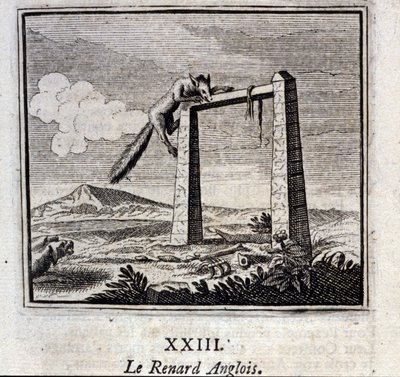 Der englische Fuchs. Fabeln von Jean de La Fontaine (1621-95). Illustration von François Chauveau (1613-1676). Ausgabe von 1728 von Francois Chauveau