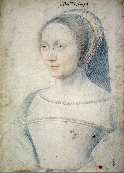 Porträt von Anne de Pisseleu, Ehefrau von Jean de Brush, Herzogin von Etampes (1508 - 1576) von François Clouet