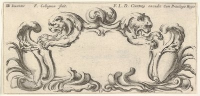 Tafel 10: ein Kartusche mit den Köpfen von zwei Löwen im Profil nach links und rechts, ca. 1640-45 von Francois Collignon