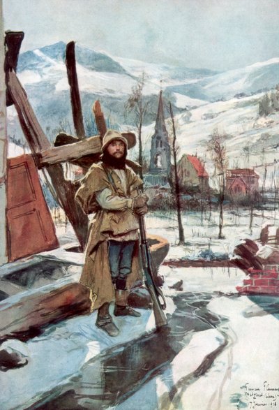 Wache stehen bei Metzeral, Elsass, Januar 1916, 1926 von Francois Flameng
