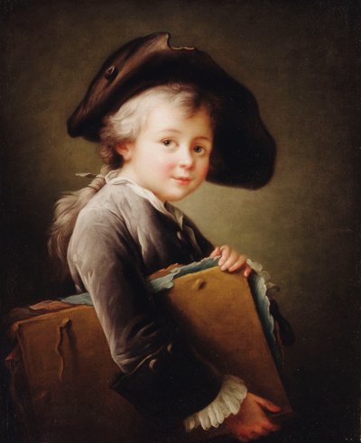 Ein junger Junge, der eine Mappe hält, 1760 von Francois Hubert Drouais