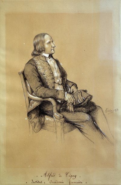 Porträt von Alfred de Vigny (1797 - 1863), französischer Schriftsteller, Dramatiker und Dichter. Zeichnung von Francois Joseph Heim (1787-1865) von François Joseph Heim