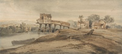 Die Wassermühle über der Brücke bei Charenton, nach einem Gemälde von Thomas Girtin von Francois Louis Thomas Francia