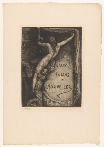 Titelblatt mit nackter Frau, die den Titel enthüllt von Francois Nicolas Chifflart