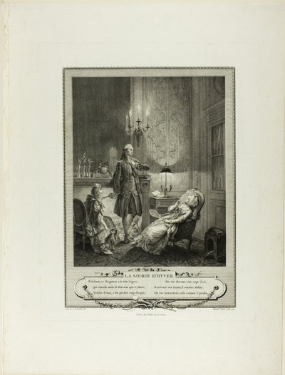 Winterabend, aus Monument du Costume Physique et Moral de la fin du Dix-huitième siècle von Francois Robert Ingouf