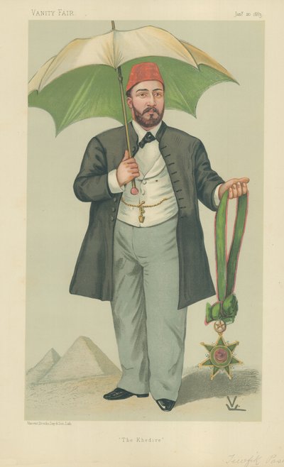 HH Mehemed Tewfik Pascha, Khedive von Ägypten, Der Khedive, 20. Januar 1883, Vanity Fair Karikatur von Francois Verheyden