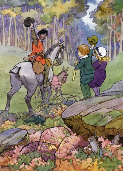 Illustration für Die Kinder im Wald (Farblithografie) von Frank Adams