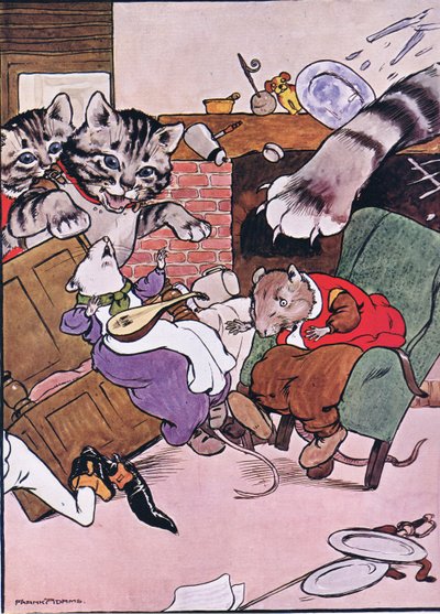 Die Katze und ihre Kätzchen kamen herein, Illustration aus 