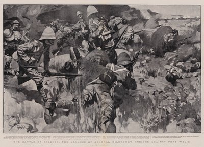 Die Schlacht von Colenso, der Vormarsch der Brigade von General Hildyard gegen Fort Wylie von Frank Craig