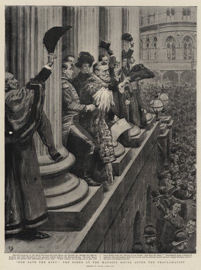 Gott schütze den König, die Szene im Mansion House nach der Proklamation von Frank Dadd