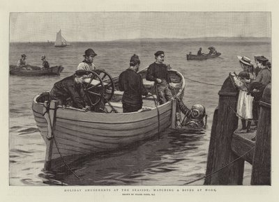 Ferienvergnügen am Meer, Beobachtung eines Tauchers bei der Arbeit von Frank Dadd