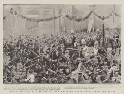 Königin Wilhelminas Thronbesteigung, der Staatseintritt Ihrer Majestät in Amsterdam von Frank Dadd