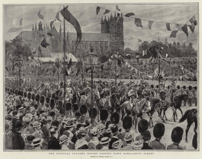 Die Kolonialkavallerie-Eskorte zieht die Parliament Street hinunter von Frank Dadd