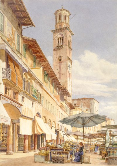 Die Piazza delle Erbe, Verona, Juni - September 1884 von Frank Randal