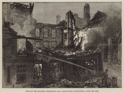Ruinen der Scottish Corporation Hall, Crane-Court, Fleet-Street, nach dem Brand von Frank Watkins