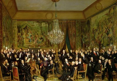 Der Salon von Alfred Emilien, Comte de Nieuwerkerke 1811-1892 im Louvre, 1855 von François August Biard