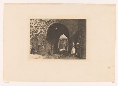 Ansicht der Porte de St. Malo in Dinan (Serie: Dix Eaux-fortes, gezeichnet und graviert von F. Bonvin, Maler) von François Bonvin