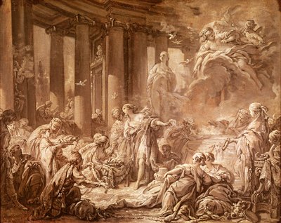 Psyche empfängt die göttlichen Ehren (Vorstudie), ca. 1740 von François Boucher