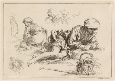 Figurenstudien einschließlich liegendem Jungen von François Boucher after Abraham Bloemaert