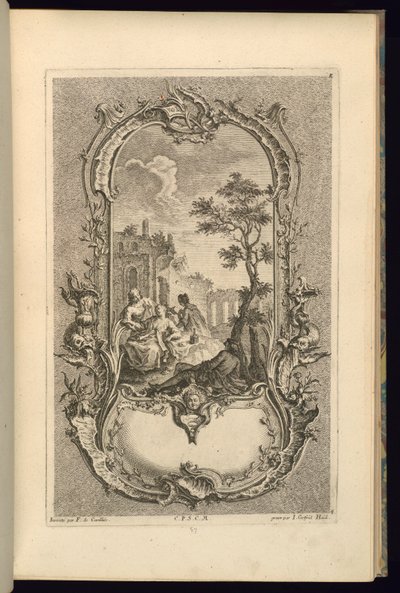 Entwurf für Kartusche mit großen und kleinen Fächern von François de Cuvilliés the Elder
