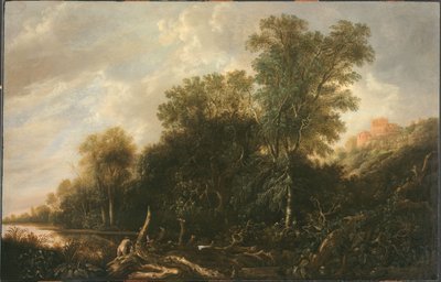 Bewaldete Landschaft mit badenden Frauen von François van Knibbergen