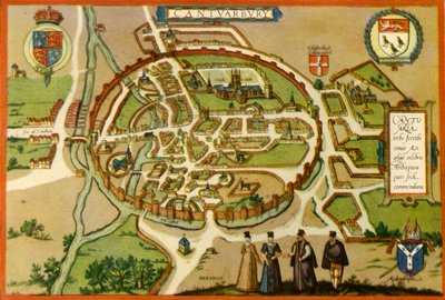 Plan von Canterbury im 16. Jahrhundert, 1943 von Frans Hogenberg