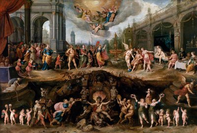 Mann, der zwischen Tugenden und Lastern wählen muss von Frans II Francken