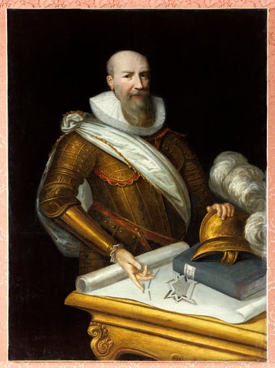 Porträt des ersten Herzogs von Sully als Superintendent der Befestigungen. Maximilian von Béthune, Herzog von Sully von Frans II Pourbus