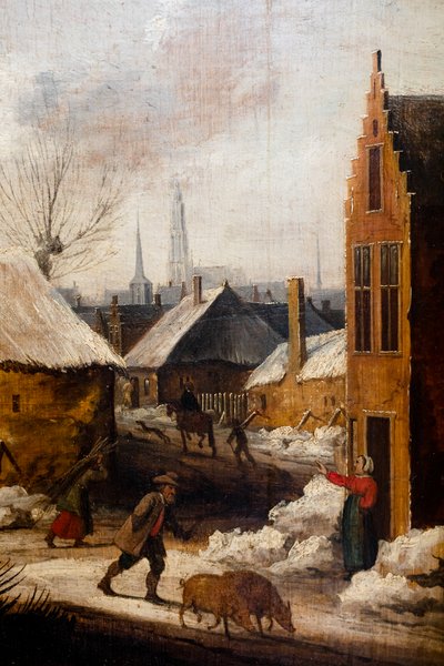 Ein Dorf im Schnee (Detail) von Frans de Momper