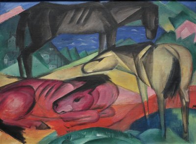 Drei Pferde II, 1913 von Franz Marc
