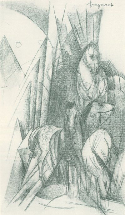 Komposition von Pferden und abstrakten Formen von Franz Marc