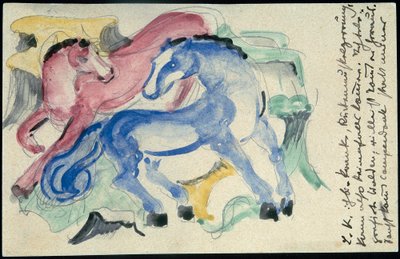 Rote und blaue Pferde von Franz Marc