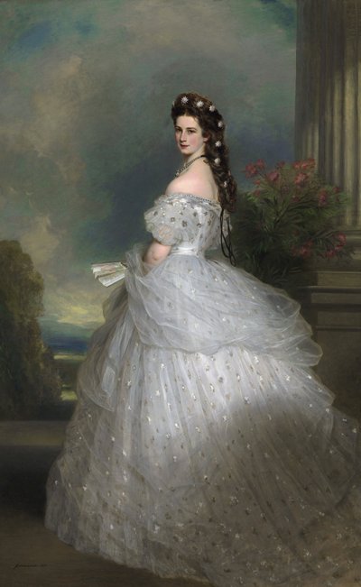 Kaiserin Elisabeth von Österreich im höfischen Galakleid mit Diamantsternen von Franz Xaver Winterhalter