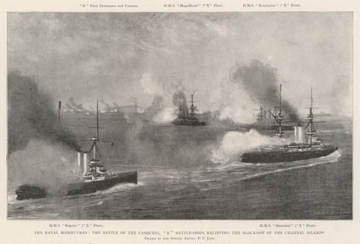 Die Marine-Manöver, die Schlacht von Casquets, X Schlachtschiffe entlasten die Blockade der Kanalinseln von Fred T. Jane