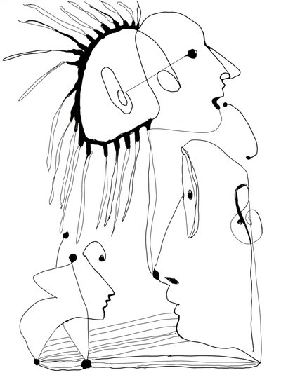 Abstrakte Liniengesichter von Frederic Belaubre