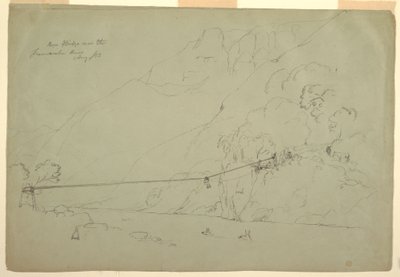 Zeichnung, Eine Hängebrücke in Kolumbien, August 1853 von Frederic Edwin Church