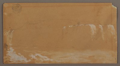 American Falls, Goat Island und Teil der Horseshoe Falls, gesehen vom kanadischen Ufer des Niagara River, möglicherweise 1858 von Frederic Edwin Church