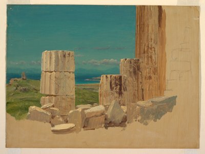 Zerbrochene Säulen, Blick vom Parthenon, Athen, April 1869 von Frederic Edwin Church