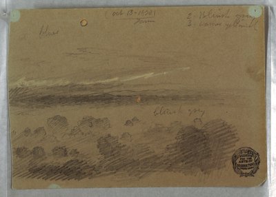 Zeichnung, Bewölkter Himmel und Mond, 13. Oktober 1870 von Frederic Edwin Church