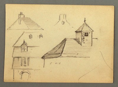 Ecke eines Herrenhauses, Dächer, möglicherweise 1868 von Frederic Edwin Church