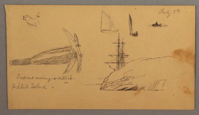 Hund, Segelbootstudien, Anker, Klippen, möglicherweise 8. Juli 1859 von Frederic Edwin Church