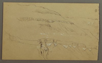 El Yemen Tal, Arabien: Felswand mit dem oberen Teil, der einer Säulenreihe ähnelt, 20. Februar 1868 von Frederic Edwin Church