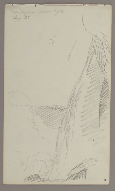 Zeichnung, Wasserfälle im Mondlicht, 1858 von Frederic Edwin Church